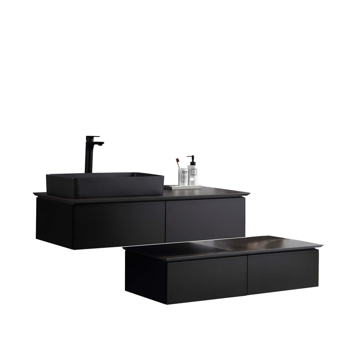 Meuble avec vasque 120 cm noir Aquacera