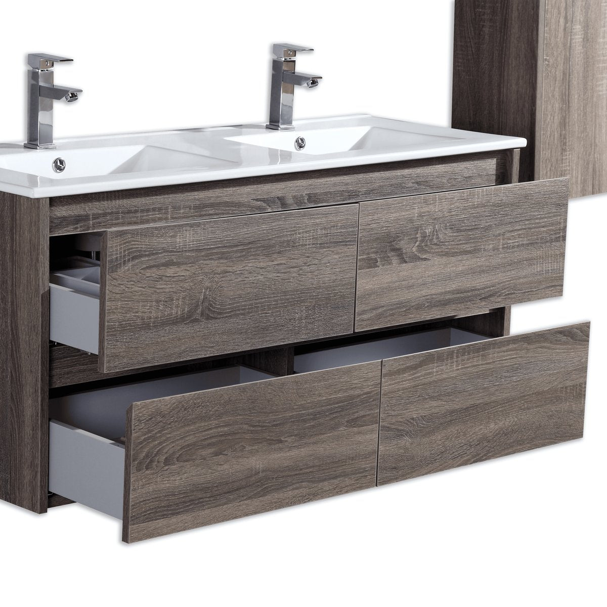 Ensemble salle de bain 120 cm chêne californien brun Aquadoli
