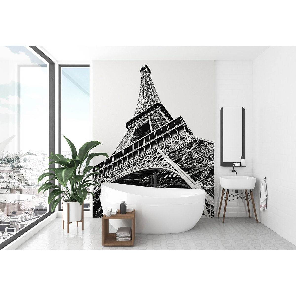 Papier peint panoramique - Tour Eiffel Noir et Blanc