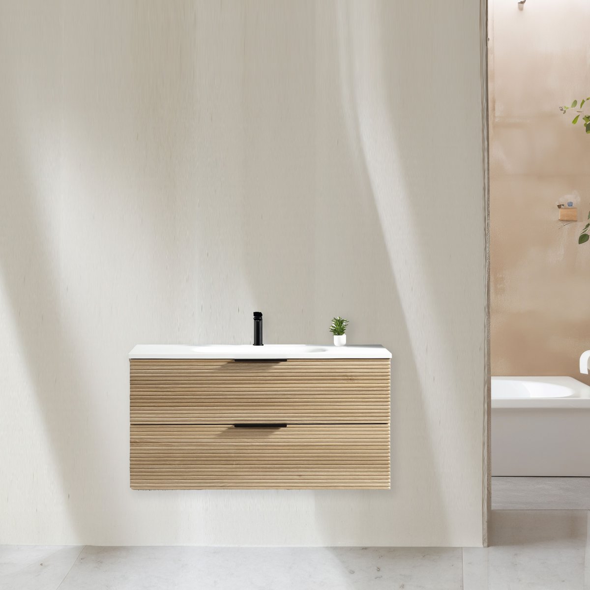 Meuble 120 cm chêne clair Aqualinea