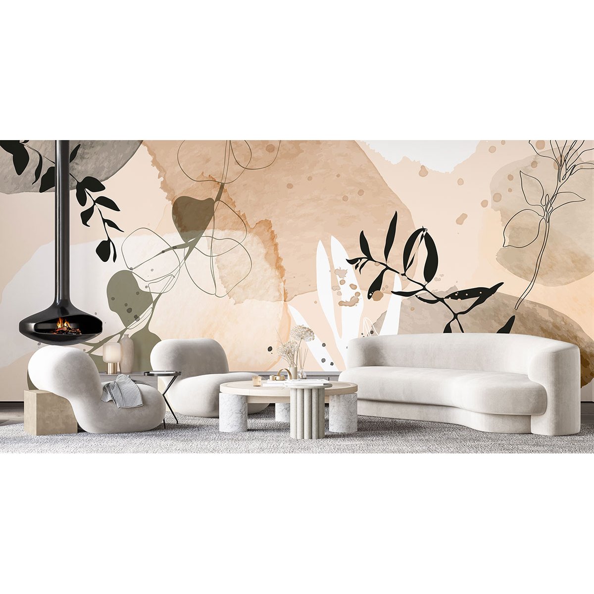 Papier peint panoramique - Feuilles Design