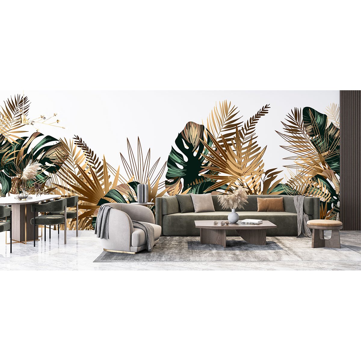 Papier peint panoramique - Feuilles tropicales