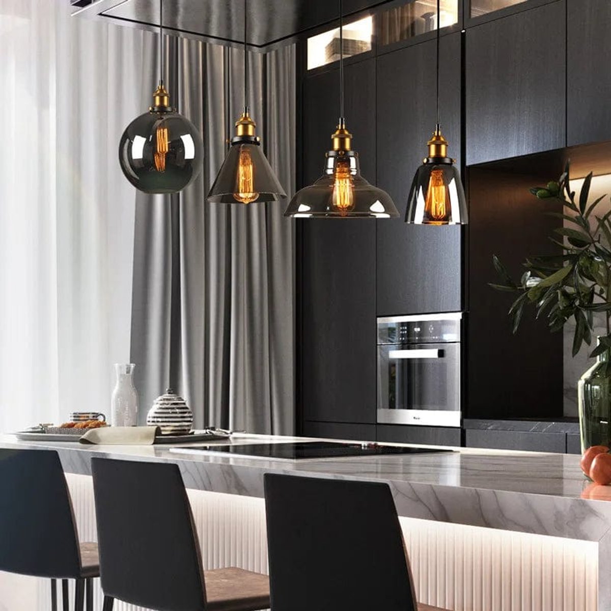 Suspension 4 Lampes Verre