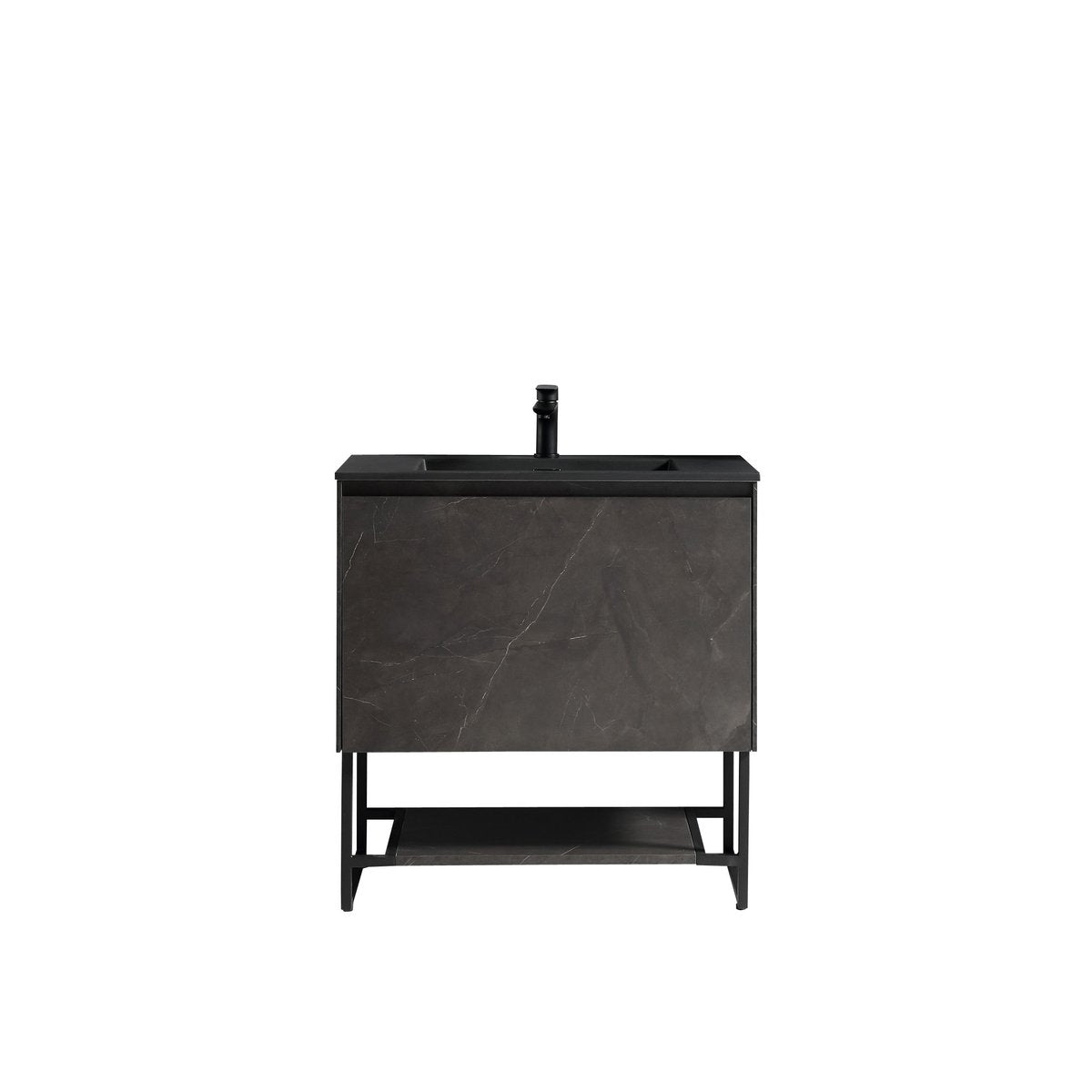 Meuble avec vasque 120 cm noir effet marbre Aquabella