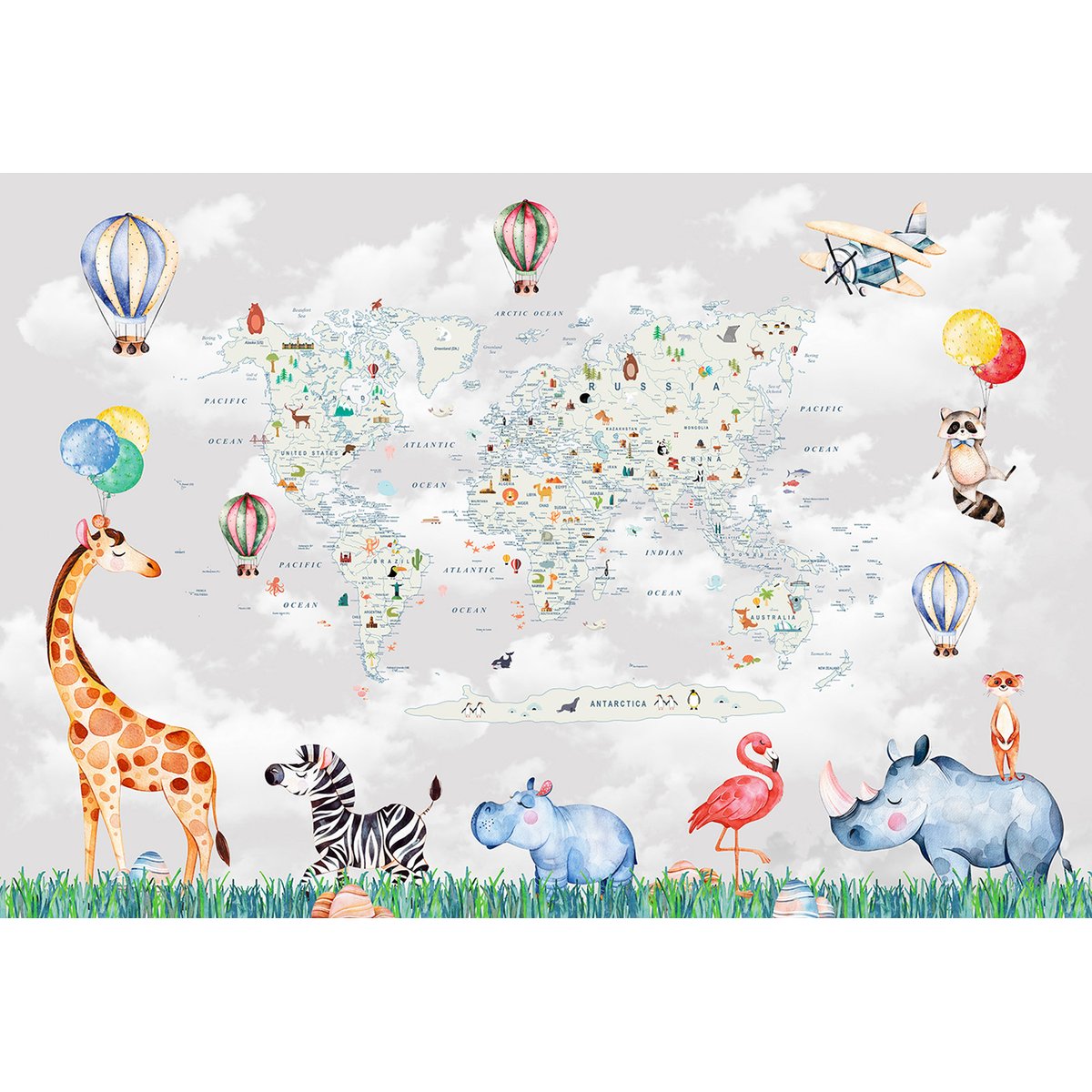 Papier peint panoramique Enfants - Carte du Monde