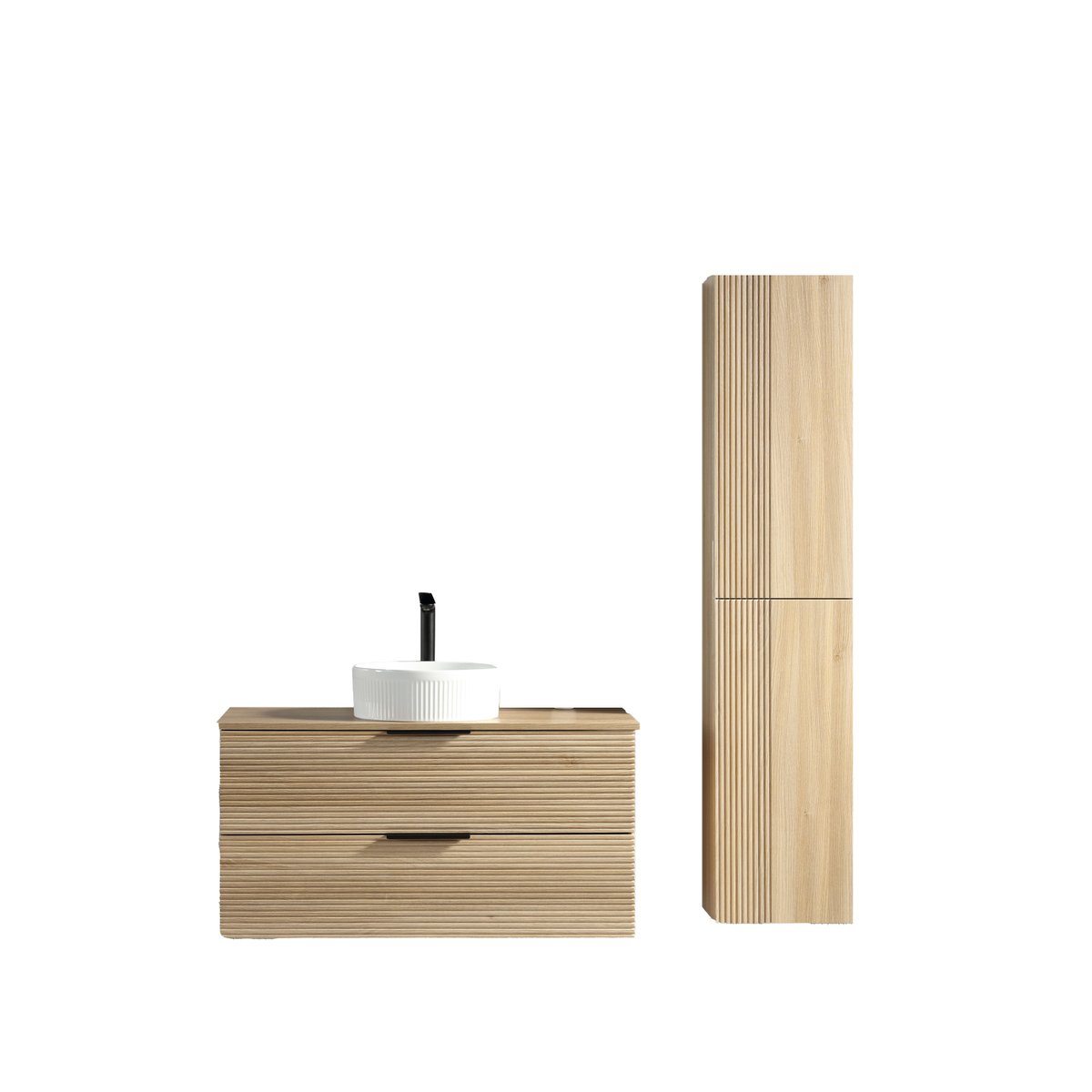 Ensemble salle de bain 100 cm chêne clair Aqualinea