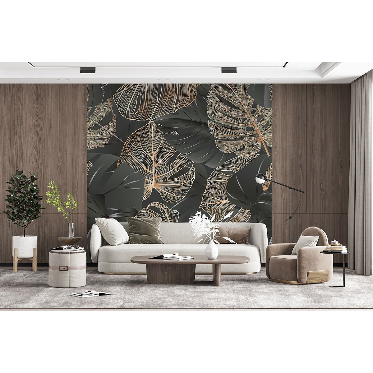 Papier peint panoramique - Feuilles tropicales