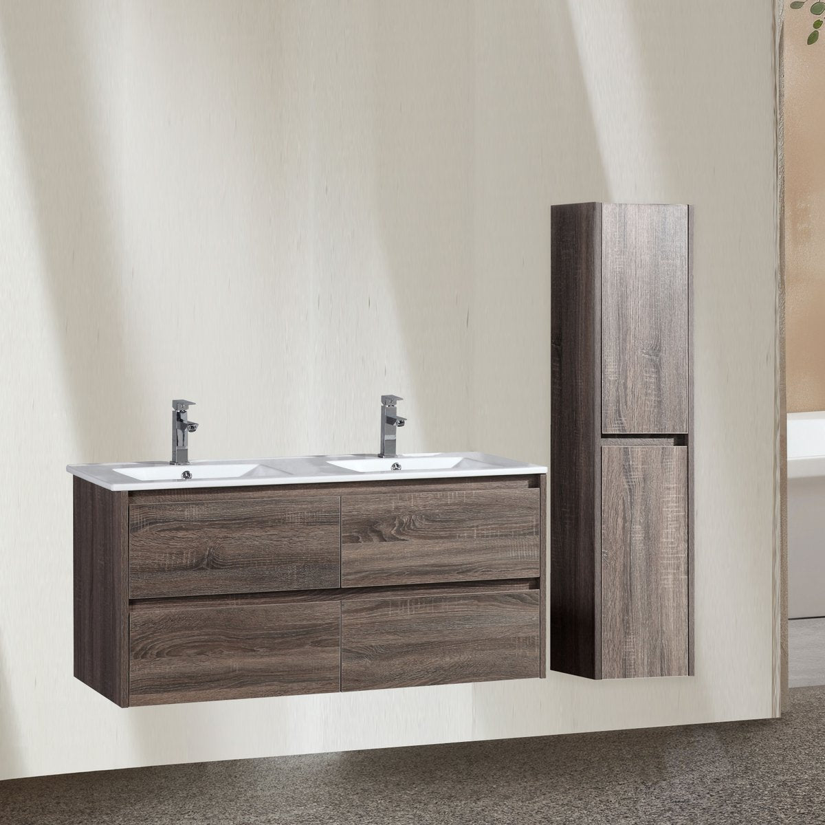 Ensemble salle de bain 120 cm chêne californien brun Aquadoli