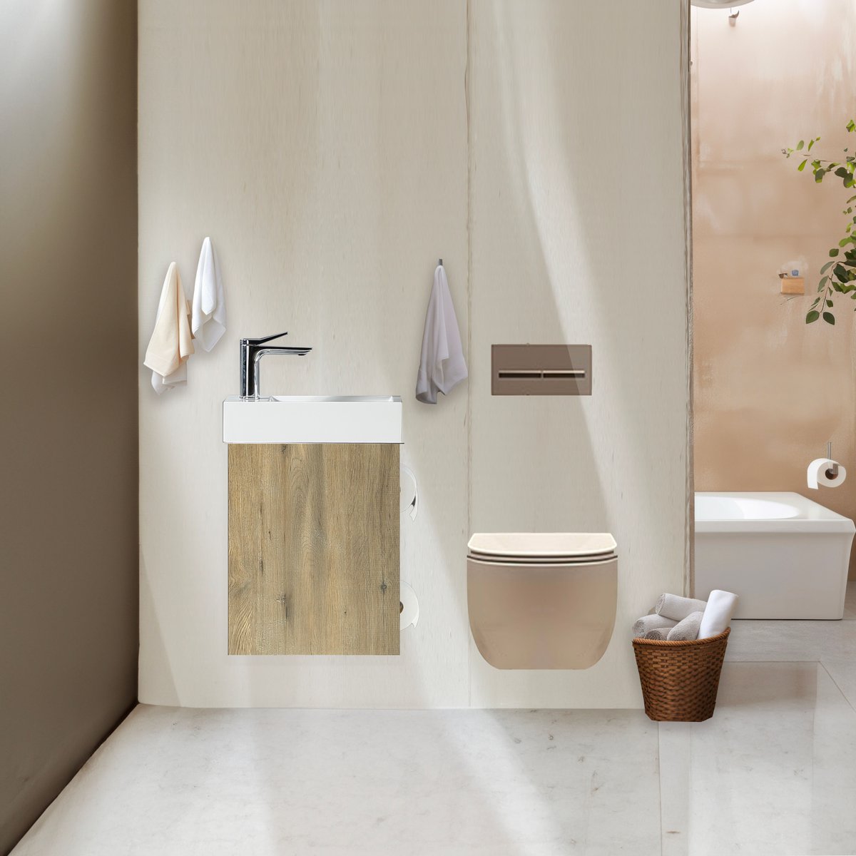 Lave main chêne brun 40 cm Aquaba
