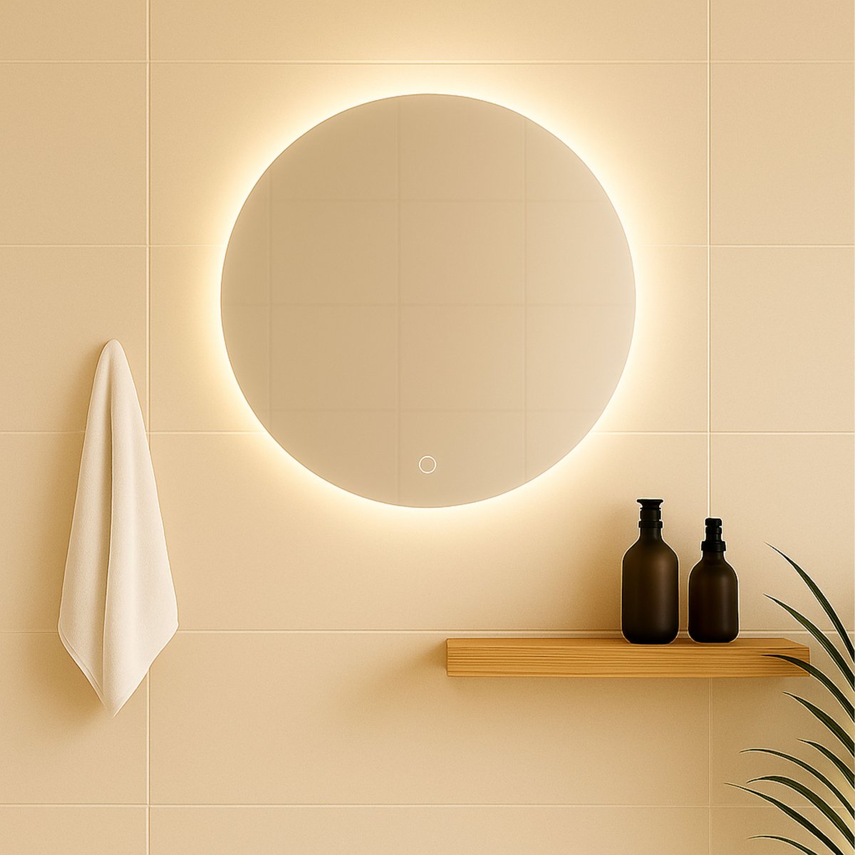 Miroir rond lumineux de salle de bain