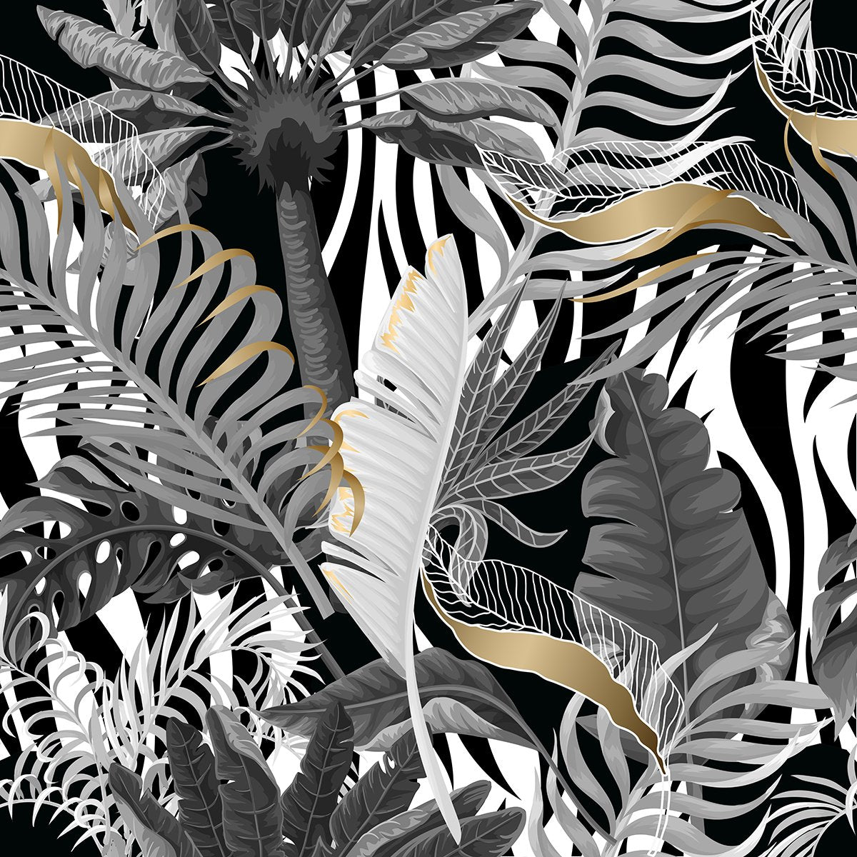 Papier peint panoramique - Feuilles tropicales