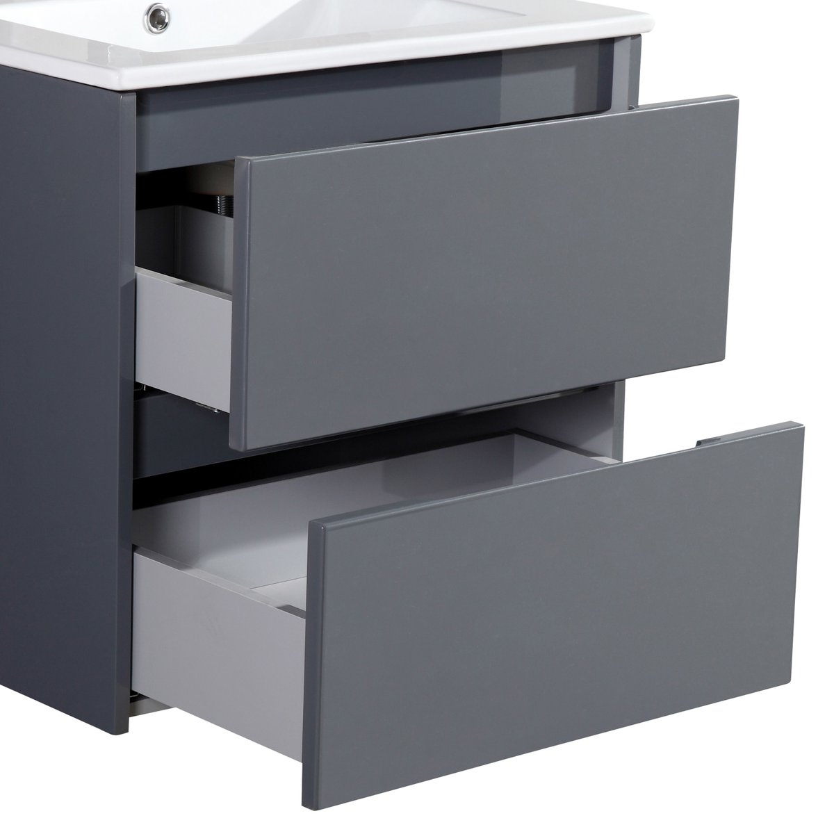 Meuble avec vasque 60 cm gris laqué Aquadoli