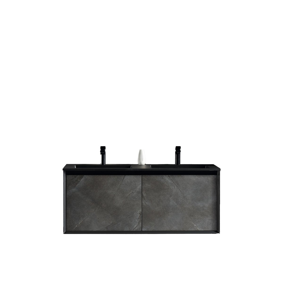 Meuble double vasque 120 cm noir effet marbre Aquasasso