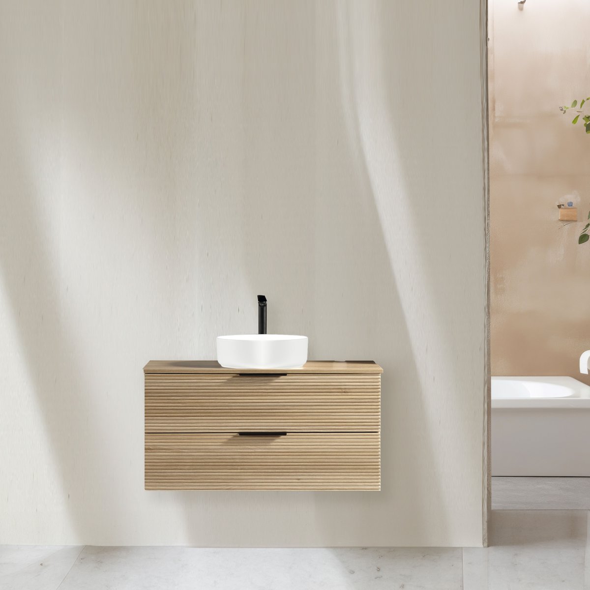 Meuble 120 cm chêne clair Aqualinea