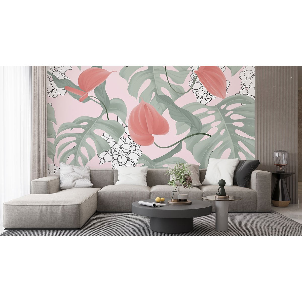 Papier peint panoramique - Feuilles tropicales