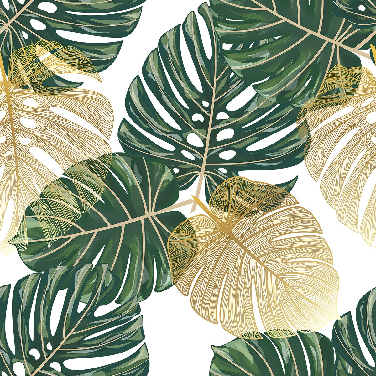 Papier peint panoramique - Feuilles tropicales