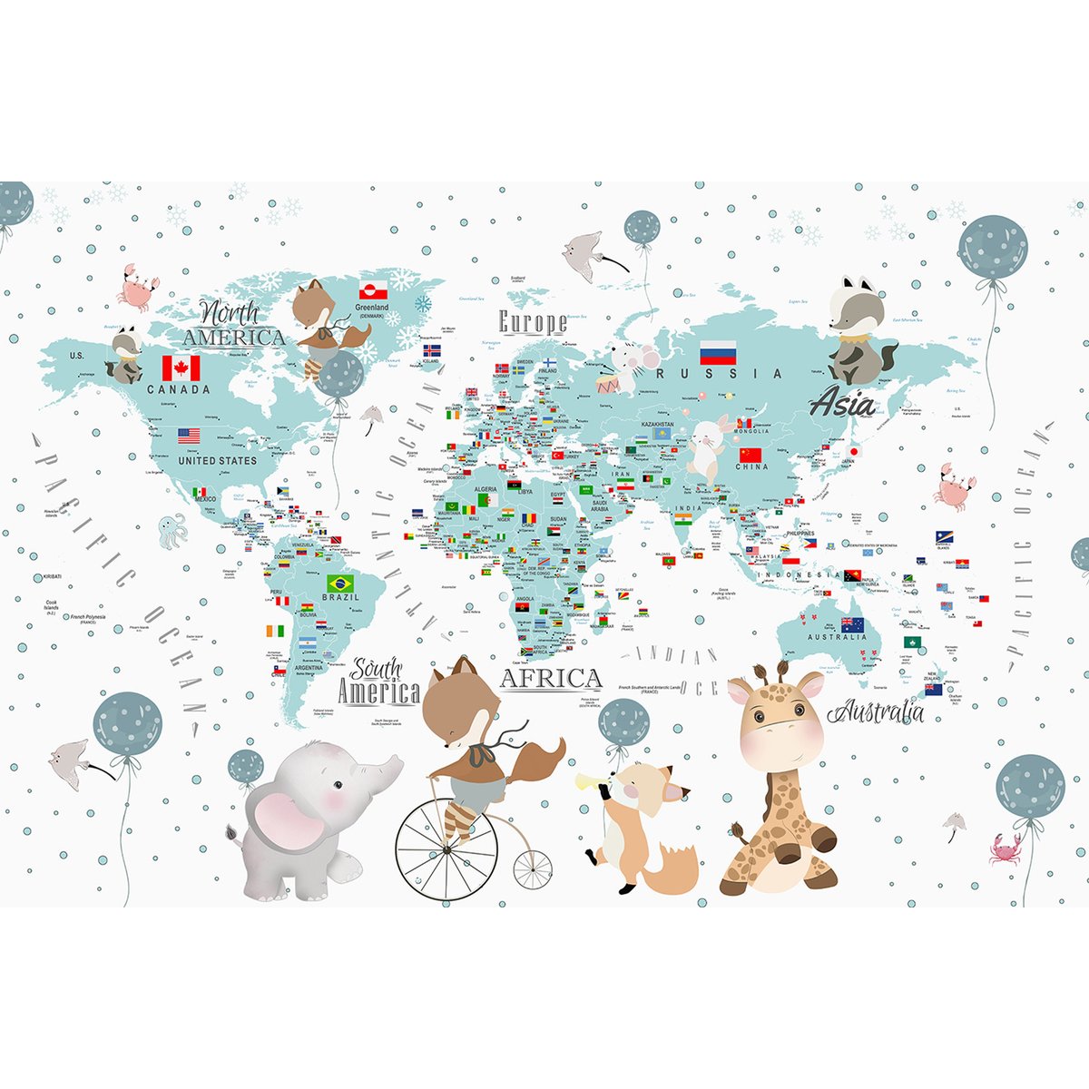 Papier peint panoramique Enfants - Carte du Monde