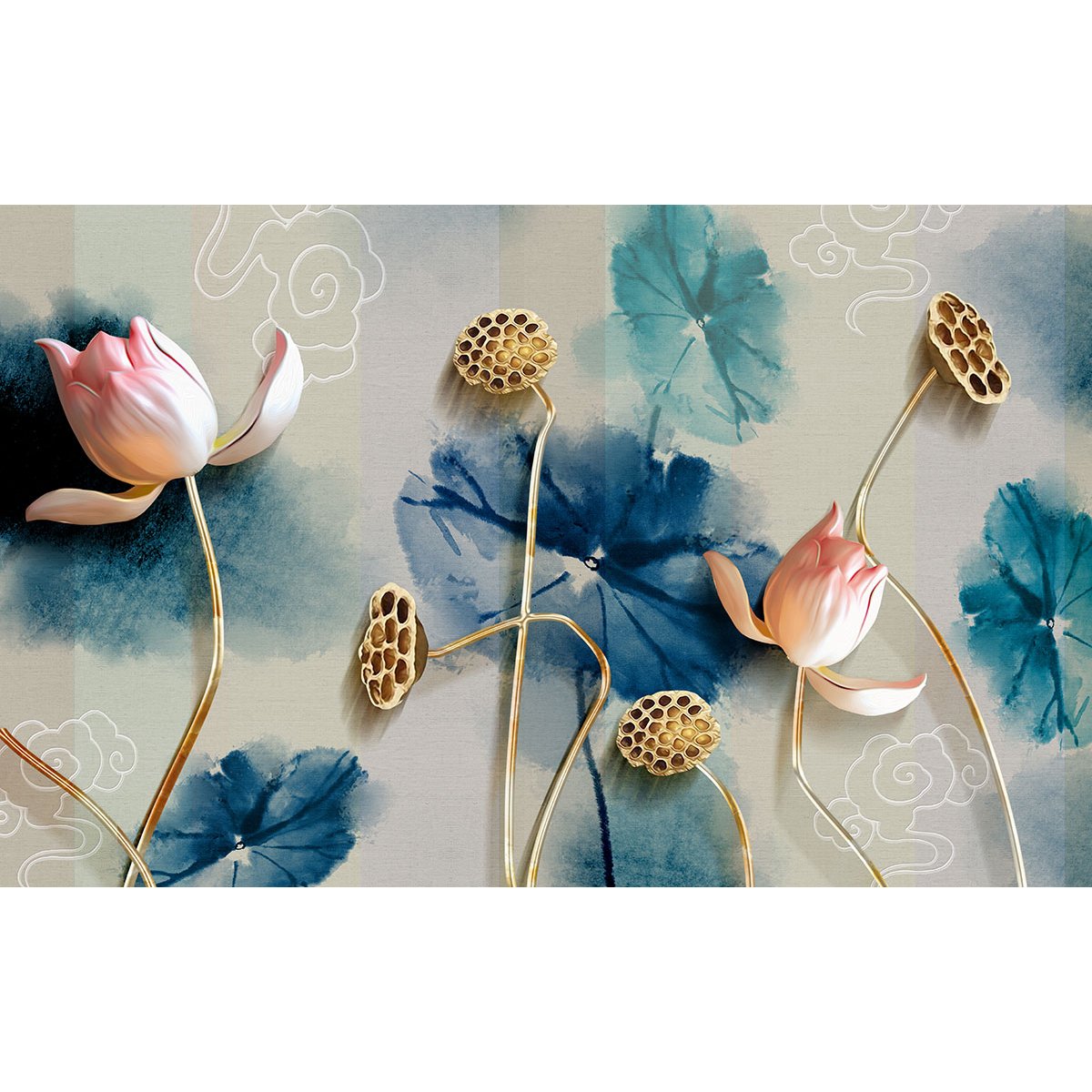 Papier peint panoramique - Fleurs Effet 3D