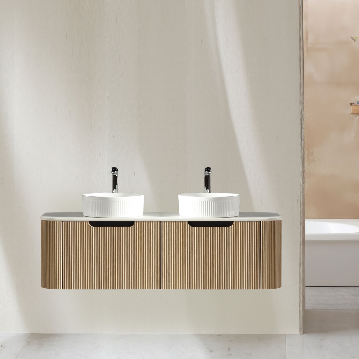 Meuble 140 cm chêne clair Aquagiro double vasque