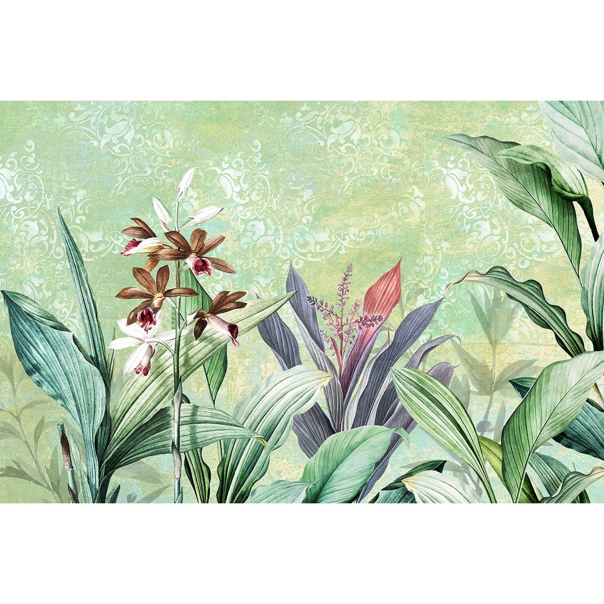 Papier peint panoramique - Feuilles Tropicales