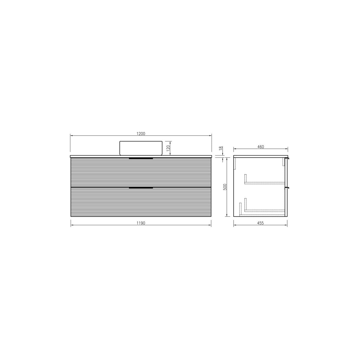 Meuble 120 cm chêne clair Aqualinea