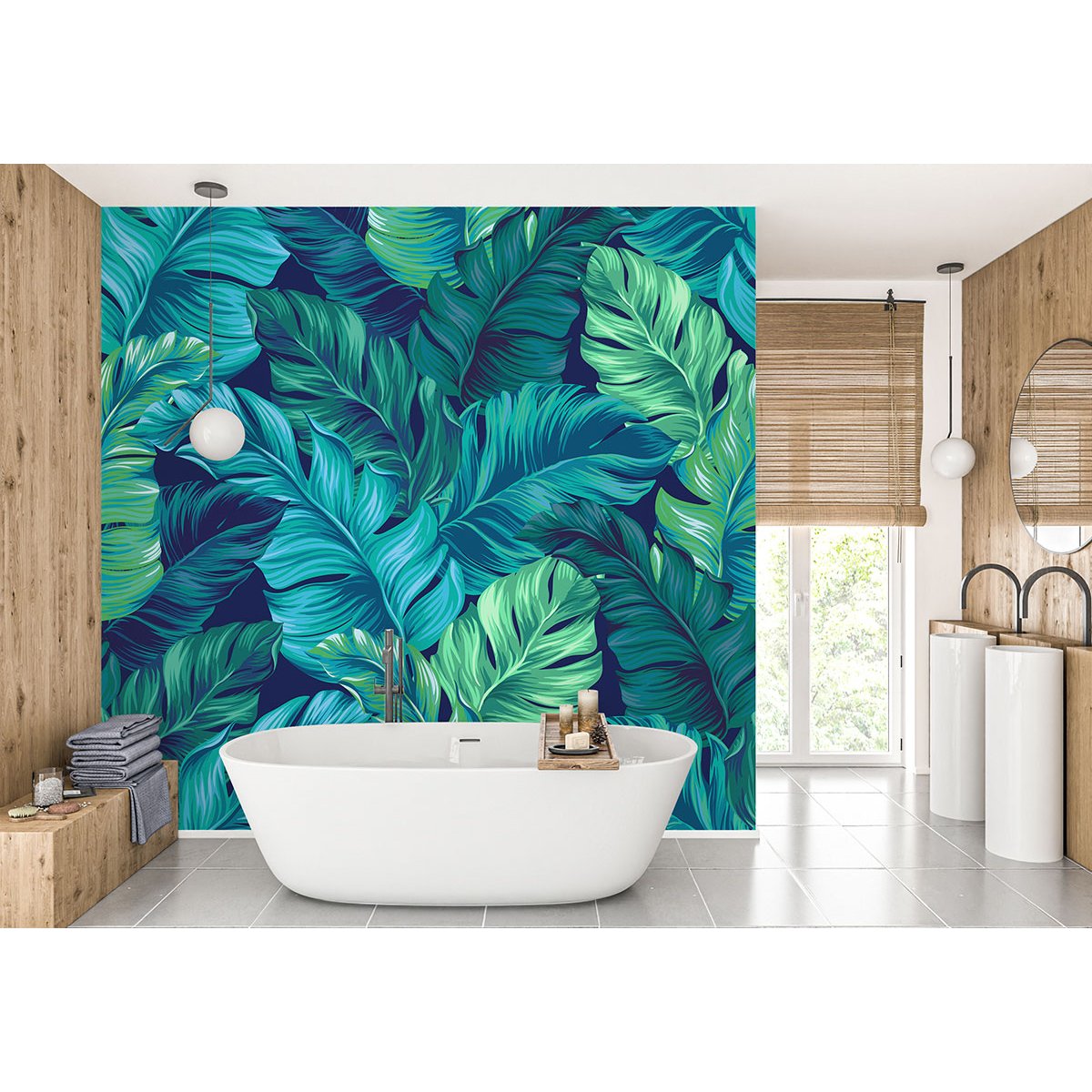 Papier peint panoramique - Feuilles tropicales