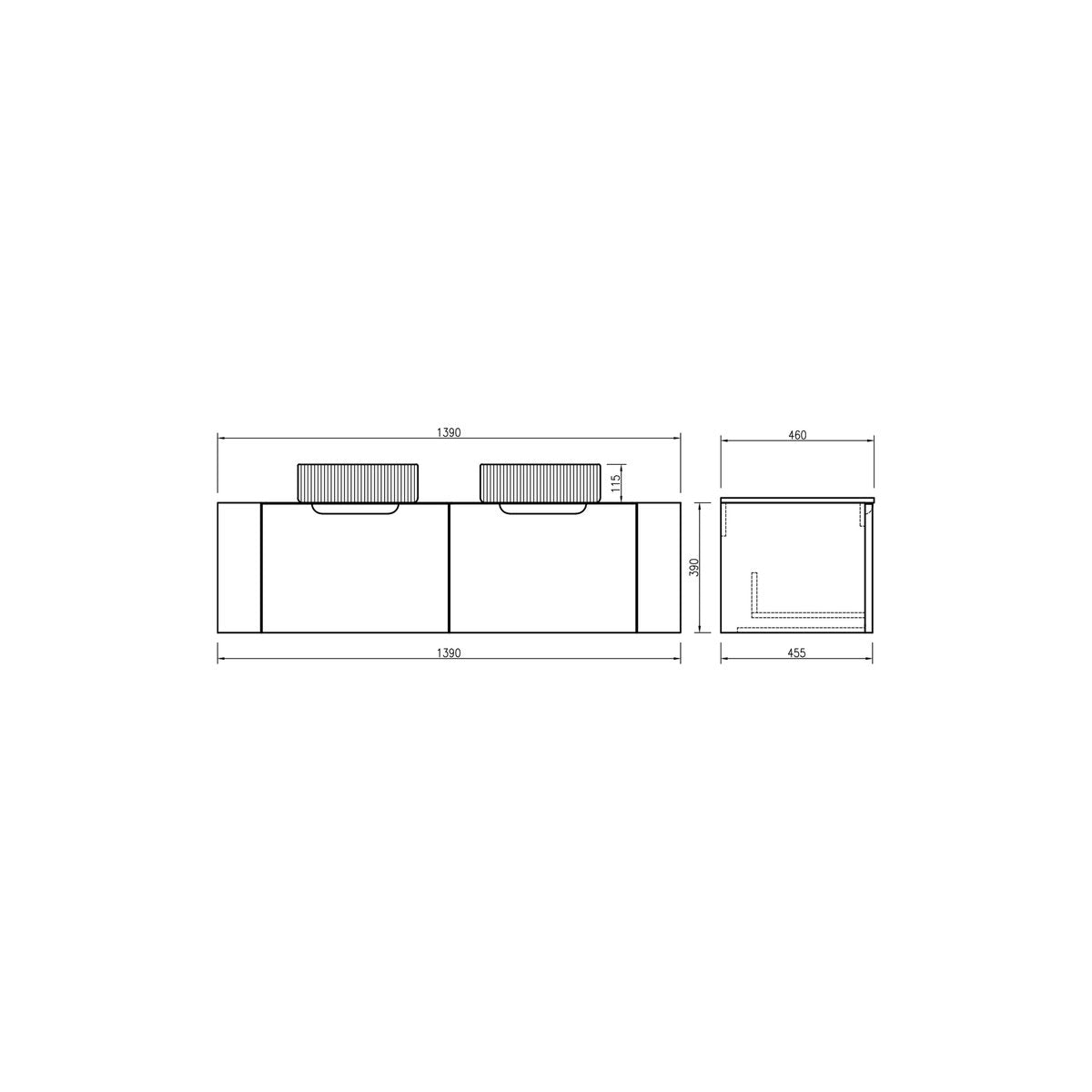 Meuble 140 cm chêne clair Aquagiro double vasque