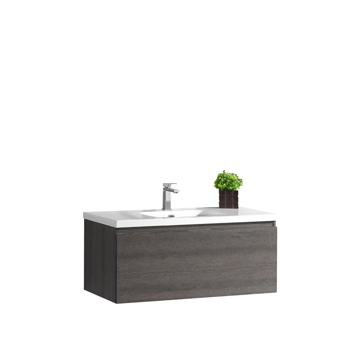 Meuble avec vasque 100 cm gris anthracite Aquaterra